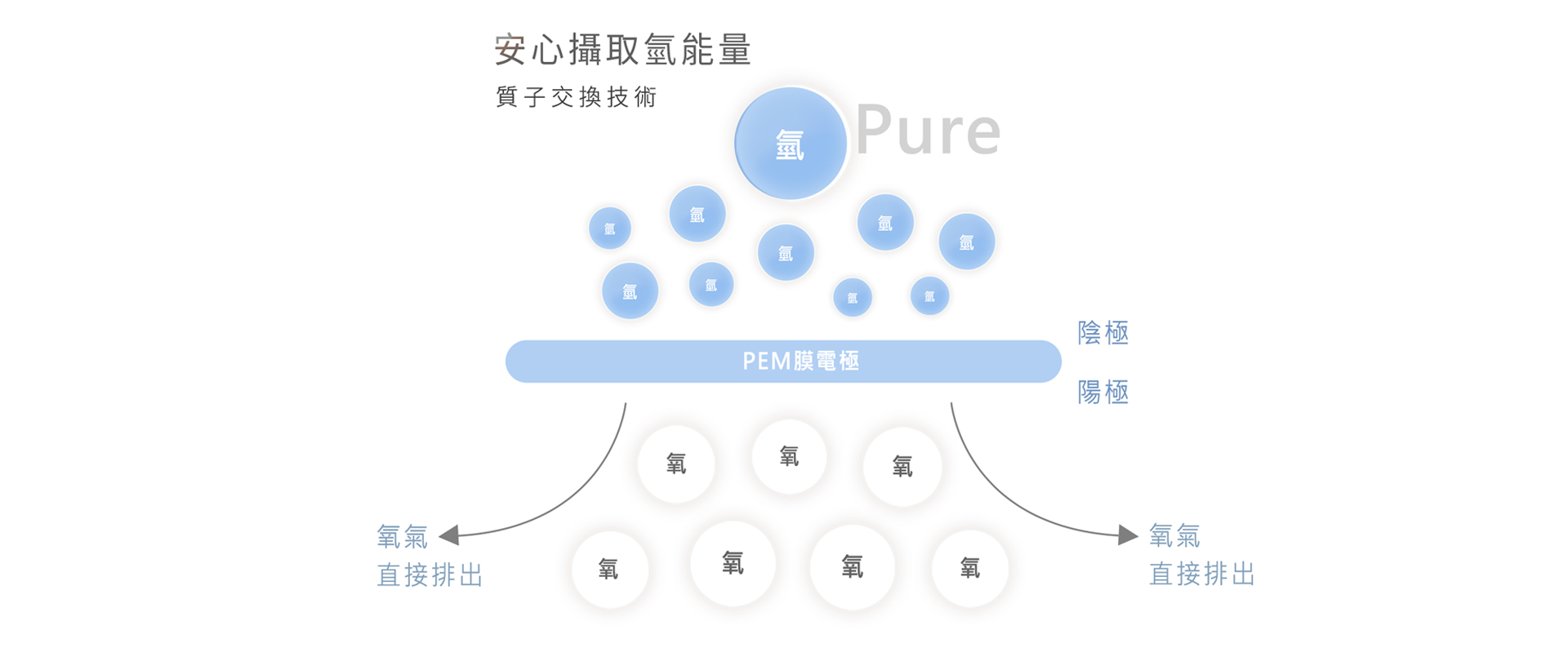 AMBER 氫美膚儀 技術講解-質子交換技術 PEM膜電極圖
